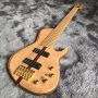 Custom Neck Throu Body Flamed Maple Top Ash Body 6 Strings Electric Bass Guitar with 940mm Scale Lengthen Ebony Fingerboard