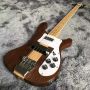 Custom 4 Strings Walnut Wood Neck Through Body Electric Bass with Silver Knobs Five Star Abalone Inlay