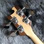 Custom 4 Strings Walnut Wood Neck Through Body Electric Bass with Silver Knobs Five Star Abalone Inlay