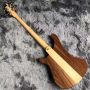Custom 4 Strings Walnut Wood Neck Through Body Electric Bass with Silver Knobs Five Star Abalone Inlay