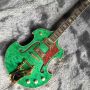 Grand Special Irregular Body Shape Semi-Hollow Flamed Maple Top Electric Guitar in Green
