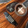 Custom Grand 12 Strings D Body Solid KOA Wood Top Abalone Inlay Wood Pickguard Left-handed Acoustic Guitar