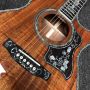 Custom Solid KOA Wood Top OM Body Shape Life Tree Inlay Acoustic Guitar Wood Pickguard