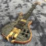 Custom Alembic Style Mark King 5 Omega Cut Bottom Body Shape Neck Through Body Flamed Maple Top 5 Strings Bass Guitar with Side LEDs