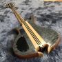 Custom Alembic Style Mark King 5 Omega Cut Bottom Body Shape Neck Through Body Flamed Maple Top 5 Strings Bass Guitar with Side LEDs