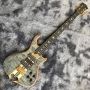 Custom Alembic Style Mark King 5 Omega Cut Bottom Body Shape Neck Through Body Flamed Maple Top 5 Strings Bass Guitar with Side LEDs