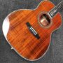 Custom OOO 39 Inch Round Body Solid Koa Top Abalone Binding Acoustic Guitar