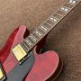 Custom Semi Hollow Body Burst Color Quilte Maple Jazz Electric Guitar Chrome Hardware 