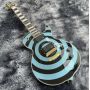 Custom Wylde Audio Odin Grail Zakk Metallic Blue Bullseye Electric Guitar MOP Large Block Inlay Gold Hardware Grover Tuners China EMG Pickups