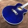 Custom 43 Inch Sky Blue Lacquered Solid Wood Polished Jumbo Flamed Maple Back Side Acoustic Guitar