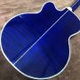 Custom 43 Inch Sky Blue Lacquered Solid Wood Polished Jumbo Flamed Maple Back Side Acoustic Guitar