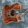 Custom 41 Inch Ebony Fingerboard Solid Koa Wood CUTAWAY Acoustic Guitar