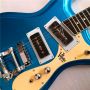 Custom Mosrite Ventures Style Electric Guitar in Blue Color with Big B500 Tremolo Bridge