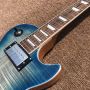 Custom Grand Flamed Maple Top Electric Guitar in Blue Color with Rosewood Fingerboard Colors Binding and Mosaic Gold Hardware Accept OEM
