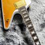 Custom Irregular Special-Shaped Electric Guitar with White Veneer Yellow Guard Board