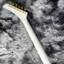 Custom Irregular Special-Shaped Electric Guitar with White Veneer Yellow Guard Board