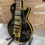 Custom Electric Guitar Yellow Binding Black Color Golden Hardware