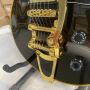 Custom Electric Guitar Yellow Binding Black Color Golden Hardware