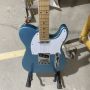 Custom Tele Electric Guitar Metalic in Blue Color Maple Fingerboard with Chrome Hardware