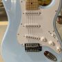 Custom ST Electric Guitar in Sky Blue Color Maple Fingerboard White Pickguard Chrome Hardware