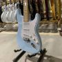Custom ST Electric Guitar in Sky Blue Color Maple Fingerboard White Pickguard Chrome Hardware