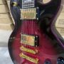 Custom Electric Guitar with Purple Bindings Golden Hardware Black Circle Purple 