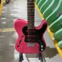 Custom TL F Hole Electric Guitar Hot Pink Rose Wood Fingerboard Hummbucker Pickups Black Pickguard
