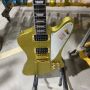 Custom Grand Firebird Style Electric Guitar in Golden Color with Gold Hardware Mahogany Body Rosewood Fingerboard