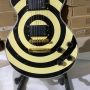 Custom Zakk Type Yellow and White Stripes Electric Guitar with Golden Hardware