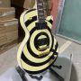 Custom Zakk Type Yellow and White Stripes Electric Guitar with Golden Hardware