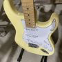 Custom ST Electric Guitar in Cream Yellow Color with Maple Fingerboard and Chrome Hardware Accept Guitar Bass Amp Pedal OEM