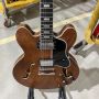 Custom Semi Hollow Body Jazz Electric Guitar in Transparent Brown Color with Ebony Fingerboard Matte Finishing