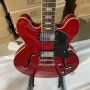 Custom ES 335 Style Semi Hollow Electric Guitar Jazz Model in Transparent Red Color