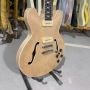 Custom es335 Style Semi Hollow Body Jazz Electric Guitar in Original Wood Color with P90 Pickups Chrome Hardware