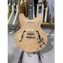 Custom es335 Style Semi Hollow Body Jazz Electric Guitar in Original Wood Color with P90 Pickups Chrome Hardware
