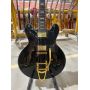 Custom Grand Semi Hollow Body Jazz Custom Electric Guitar in Black Color with Gold Hardware and Bigsby 