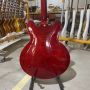Custom Semi Hollow Body Tiger Flamed Maple Top Jazz Custom Electric Guitar with Black Hardware