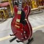 Custom Semi Hollow Body Tiger Flamed Maple Top Jazz Custom Electric Guitar with Black Hardware