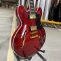 Custom Semi Hollow Body Tiger Flamed Maple Top Jazz Custom Electric Guitar with Black Hardware