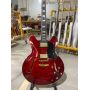 Custom Semi Hollow Body Tiger Flamed Maple Top Jazz Custom Electric Guitar with Black Hardware