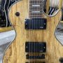 Custom LP Style Burl Maple Top Electric Guitar with Black Hardware 