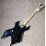 Custom Irregular B.C Rich Signature Special Electric Guitar with Red Stripes in Black Color