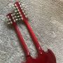 Custom 12 Strings +6 Strings Double Head SG Electric Guitar in Red Color