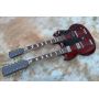 Custom Dark Red JimmyPage 6+12 Strings SG Electric Guitar Double Neck Guitar JP EDS1275