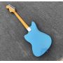 Custom Metal Blue Leopard Jaguar Electric Guitar with Silver Hardware