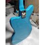 Custom Metal Blue Leopard Jaguar Electric Guitar with Silver Hardware