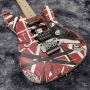 Custom Vintage Heavy Relic White Black Stripes Red 5150 ST Electric Guitar Eddie Edward Van Halen Franken Stein China Guitar with Alder Body Maple Neck Floyd Rose Tremolo