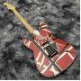 Custom Vintage Heavy Relic White Black Stripes Red 5150 ST Electric Guitar Eddie Edward Van Halen Franken Stein China Guitar with Alder Body Maple Neck Floyd Rose Tremolo