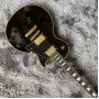 Custom LP Electric Guitar in Black Color Yellow Binding