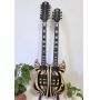 Custom Flamed Tiger Pattern Veneer 12+6 Strings Double Neck Electric Guitar with Black Hardware
